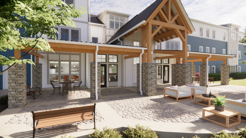 Outdoor patio and pergola at Reserve at Hunter Trace